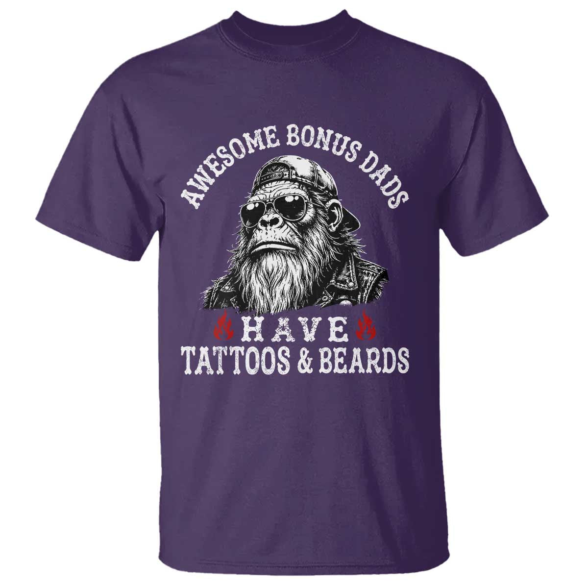 Funny Bigfoot Stepdad T Shirt Awesome Bonus Dads Have Tattoos And Beards