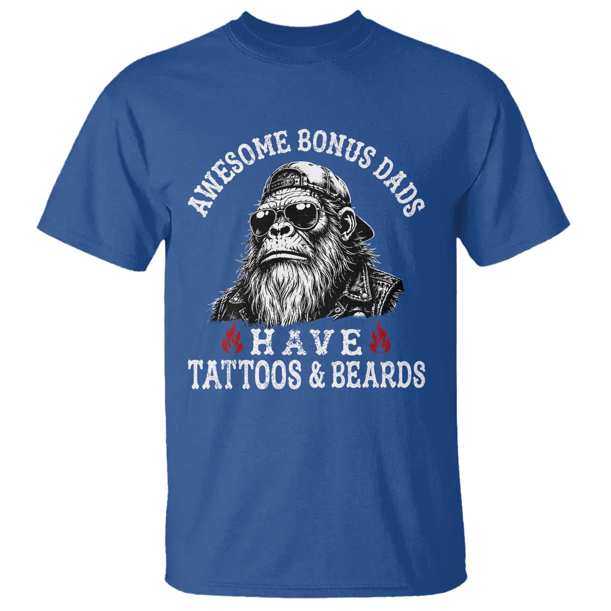Funny Bigfoot Stepdad T Shirt Awesome Bonus Dads Have Tattoos And Beards