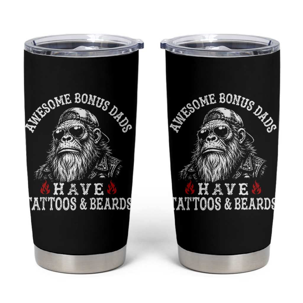 Funny Bigfoot Stepdad Tumbler Cup Awesome Bonus Dads Have Tattoos And Beards