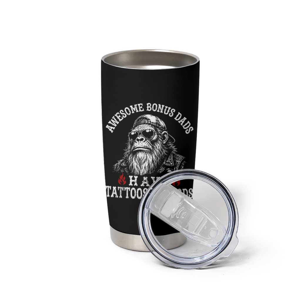 Funny Bigfoot Stepdad Tumbler Cup Awesome Bonus Dads Have Tattoos And Beards
