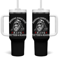 Funny Bigfoot Stepdad Tumbler With Handle Awesome Bonus Dads Have Tattoos And Beards