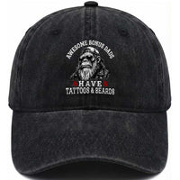 Funny Bigfoot Stepdad Washed Cotton Baseball Cap Awesome Bonus Dads Have Tattoos And Beards