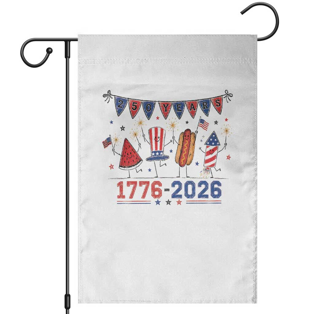250th Anniversary USA Garden Flag Patriotic Watermelon Hotdog Firework 250 Years American 1776 2026 250th 4th July