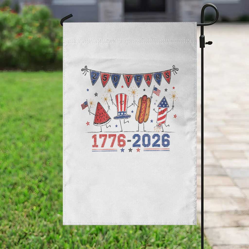 250th Anniversary USA Garden Flag Patriotic Watermelon Hotdog Firework 250 Years American 1776 2026 250th 4th July