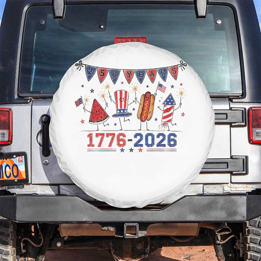 250th Anniversary USA Spare Tire Cover Patriotic Watermelon Hotdog Firework 250 Years American 1776 2026 250th 4th July