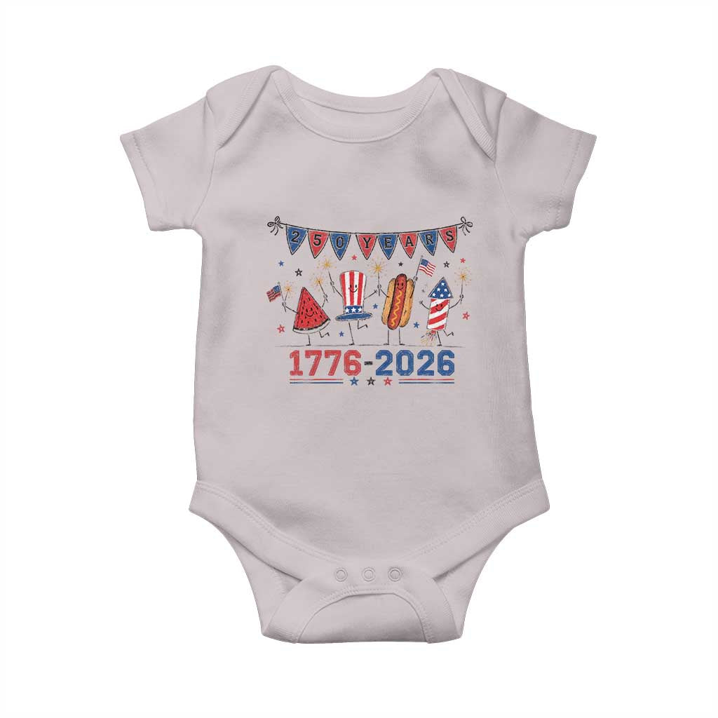 250th Anniversary USA Baby Onesie Patriotic Watermelon Hotdog Firework 250 Years American 1776 2026 250th 4th July