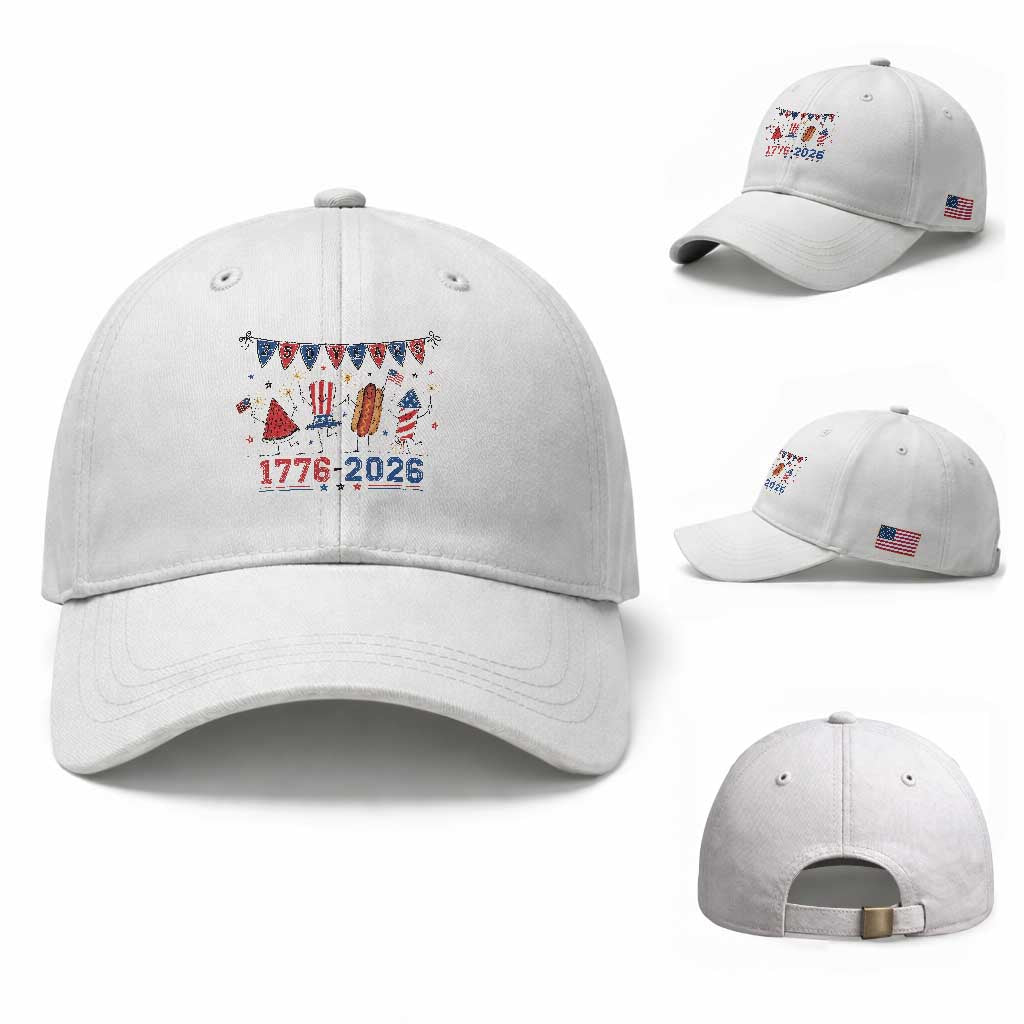 250th Anniversary USA Baseball Cap Patriotic Watermelon Hotdog Firework 250 Years American 1776 2026 250th 4th July