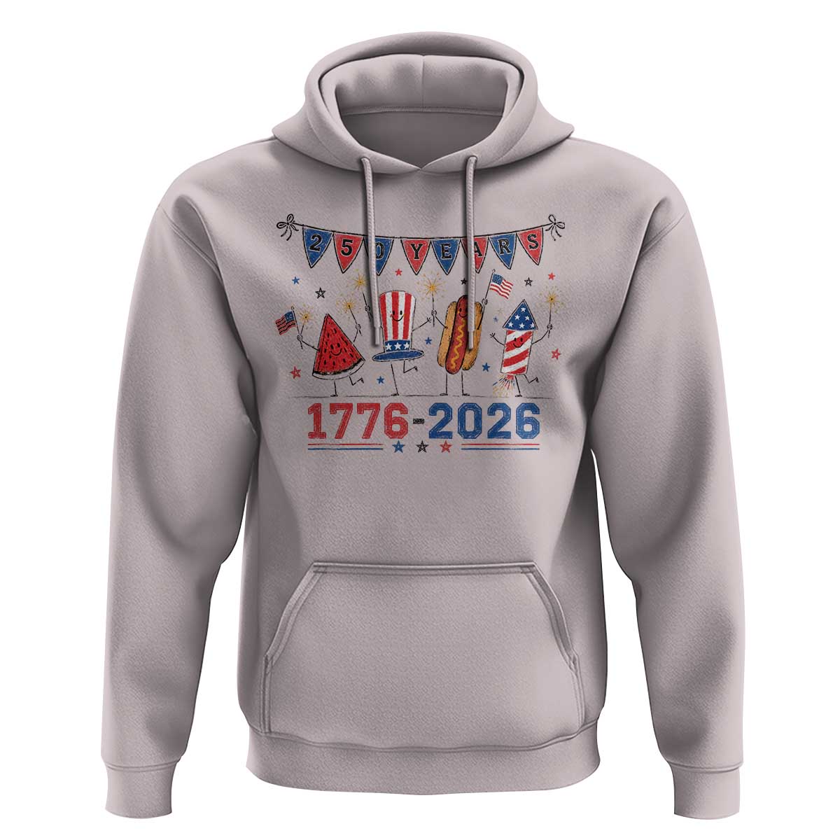 250th Anniversary USA Hoodie Patriotic Watermelon Hotdog Firework 250 Years American 1776 2026 250th 4th July