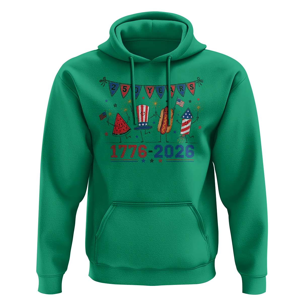 250th Anniversary USA Hoodie Patriotic Watermelon Hotdog Firework 250 Years American 1776 2026 250th 4th July