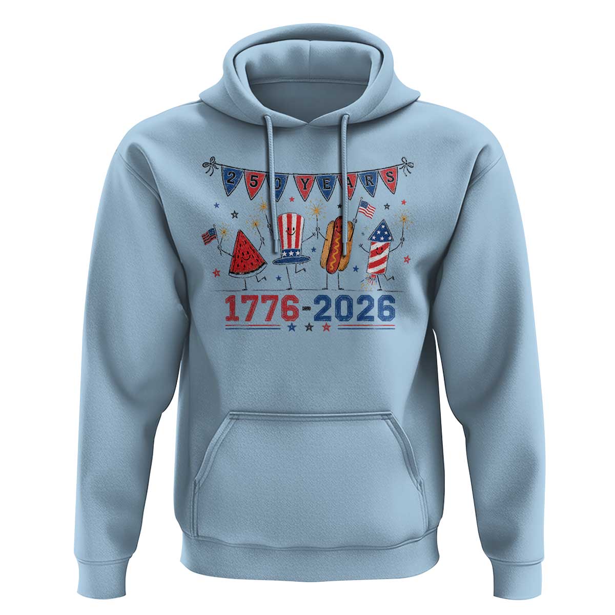 250th Anniversary USA Hoodie Patriotic Watermelon Hotdog Firework 250 Years American 1776 2026 250th 4th July