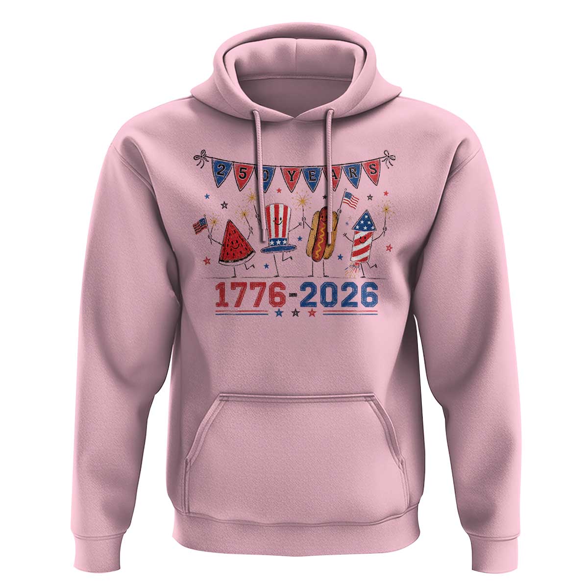 250th Anniversary USA Hoodie Patriotic Watermelon Hotdog Firework 250 Years American 1776 2026 250th 4th July