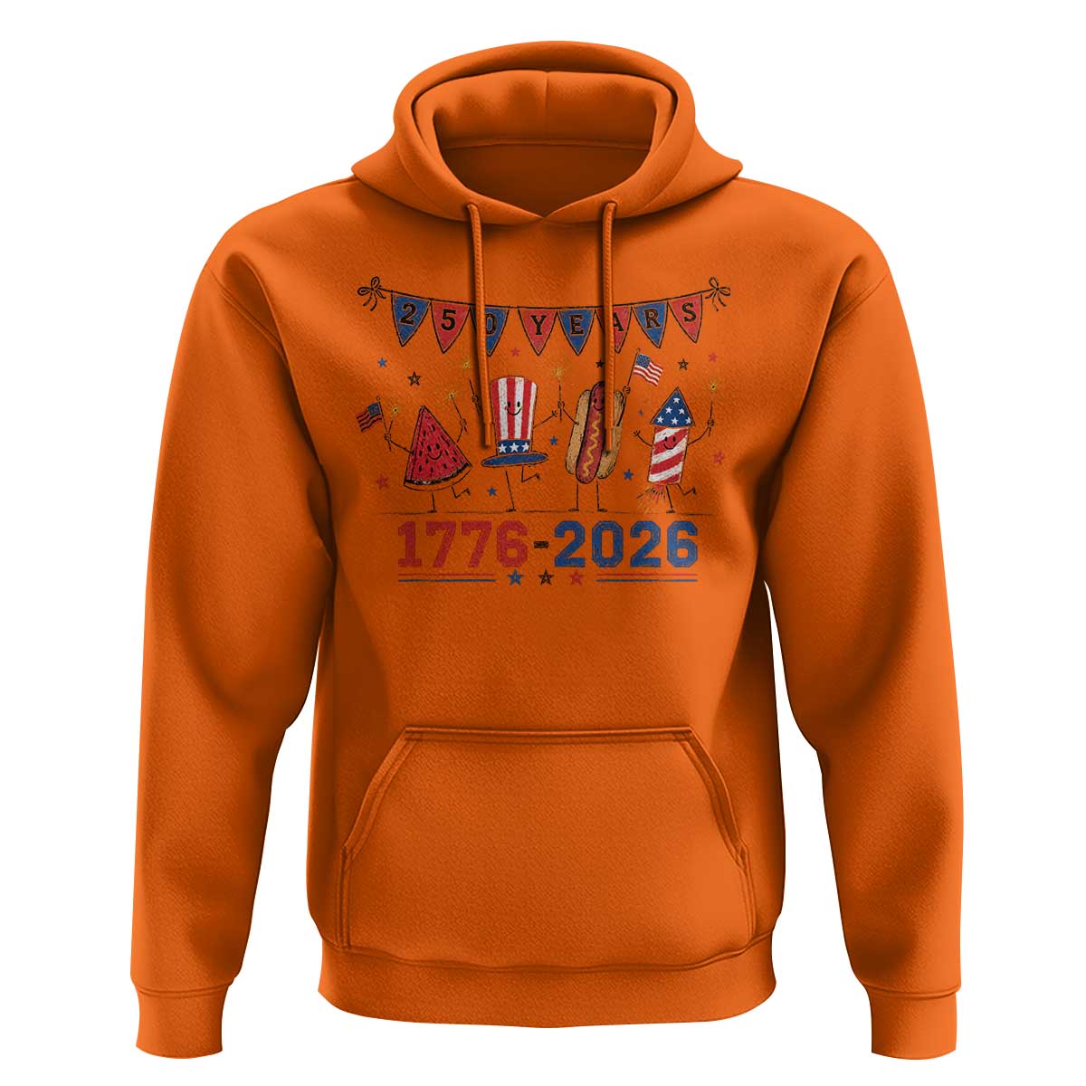 250th Anniversary USA Hoodie Patriotic Watermelon Hotdog Firework 250 Years American 1776 2026 250th 4th July