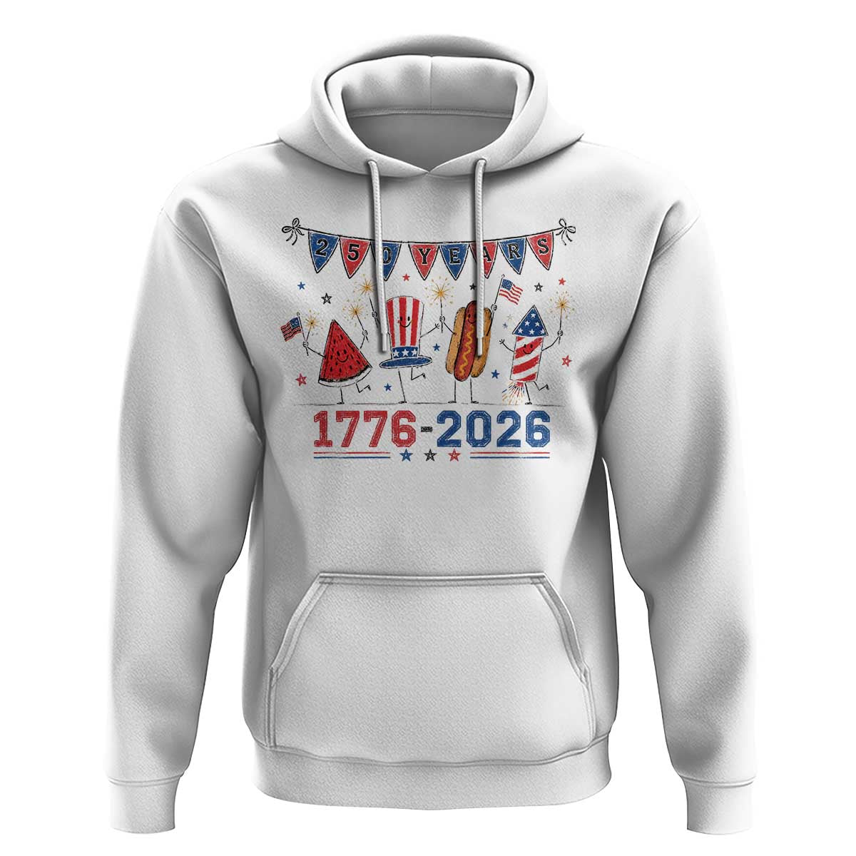 250th Anniversary USA Hoodie Patriotic Watermelon Hotdog Firework 250 Years American 1776 2026 250th 4th July