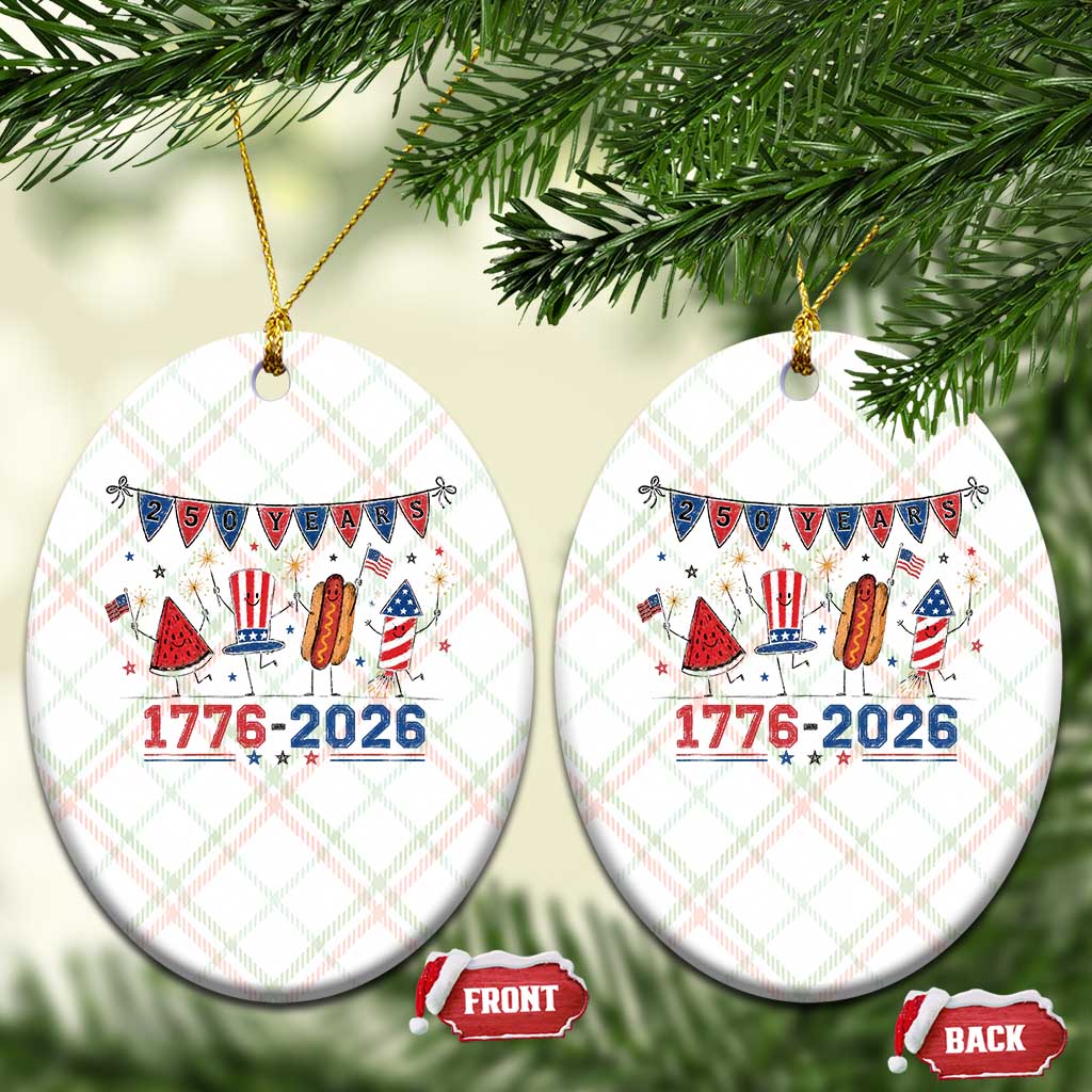 250th Anniversary USA Ceramic Ornament Patriotic Watermelon Hotdog Firework 250 Years American 1776 2026 250th 4th July