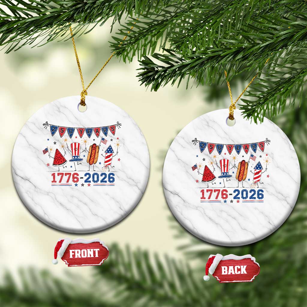 250th Anniversary USA Ceramic Ornament Patriotic Watermelon Hotdog Firework 250 Years American 1776 2026 250th 4th July