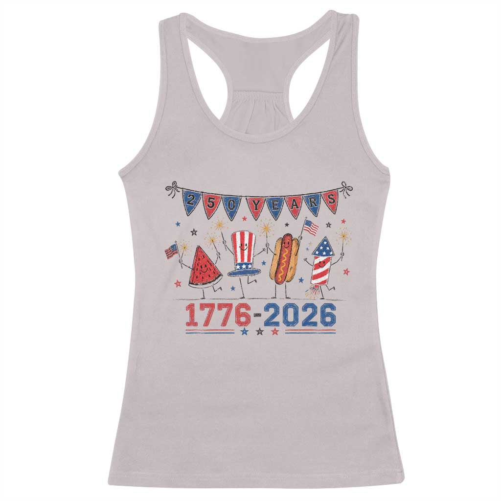 250th Anniversary USA Racerback Tank Top Patriotic Watermelon Hotdog Firework 250 Years American 1776 2026 250th 4th July
