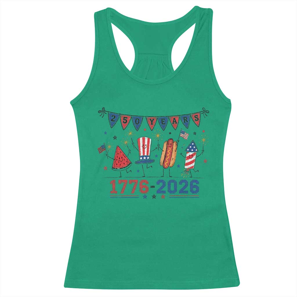 250th Anniversary USA Racerback Tank Top Patriotic Watermelon Hotdog Firework 250 Years American 1776 2026 250th 4th July