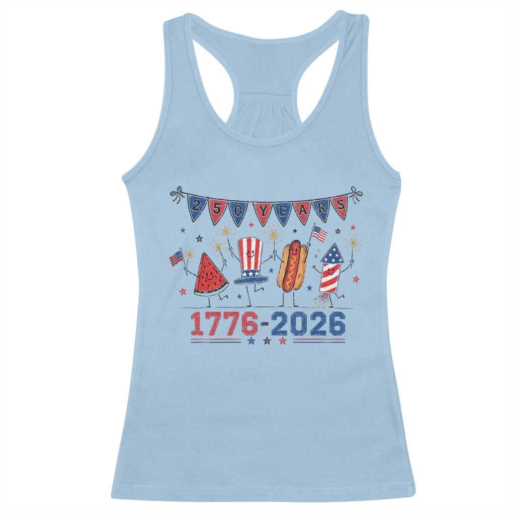 250th Anniversary USA Racerback Tank Top Patriotic Watermelon Hotdog Firework 250 Years American 1776 2026 250th 4th July