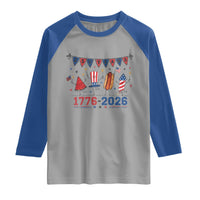 250th Anniversary USA Raglan Shirt Patriotic Watermelon Hotdog Firework 250 Years American 1776 2026 250th 4th July