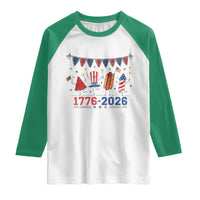 250th Anniversary USA Raglan Shirt Patriotic Watermelon Hotdog Firework 250 Years American 1776 2026 250th 4th July