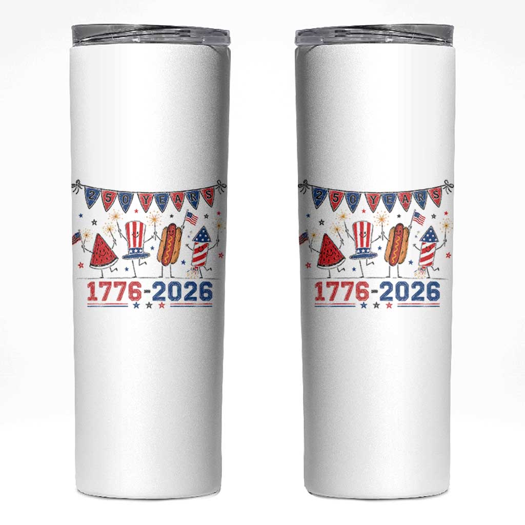250th Anniversary USA Skinny Tumbler Patriotic Watermelon Hotdog Firework 250 Years American 1776 2026 250th 4th July
