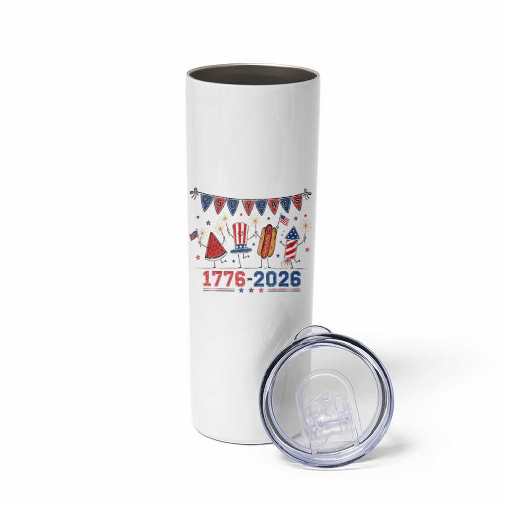 250th Anniversary USA Skinny Tumbler Patriotic Watermelon Hotdog Firework 250 Years American 1776 2026 250th 4th July