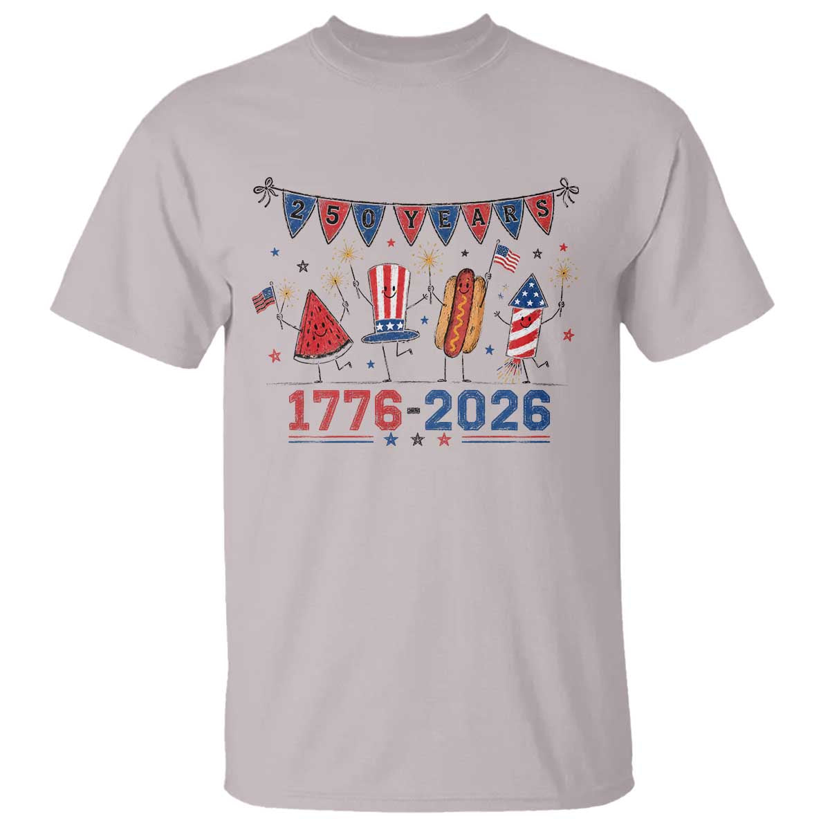 250th Anniversary USA T Shirt Patriotic Watermelon Hotdog Firework 250 Years American 1776 2026 250th 4th July