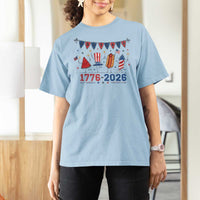 250th Anniversary USA T Shirt For Women Patriotic Watermelon Hotdog Firework 250 Years American 1776 2026 250th 4th July
