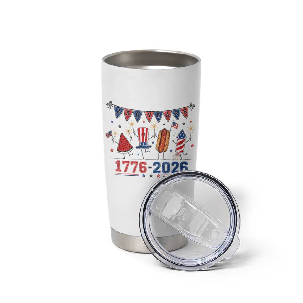 250th Anniversary USA Tumbler Cup Patriotic Watermelon Hotdog Firework 250 Years American 1776 2026 250th 4th July