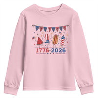 250th Anniversary USA Youth Sweatshirt Patriotic Watermelon Hotdog Firework 250 Years American 1776 2026 250th 4th July