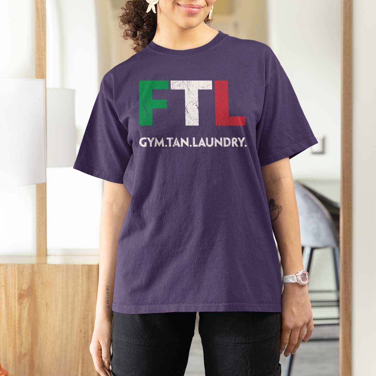 Gym Tan Laundry GTL Italian Flag T Shirt For Women - Wonder Print Shop
