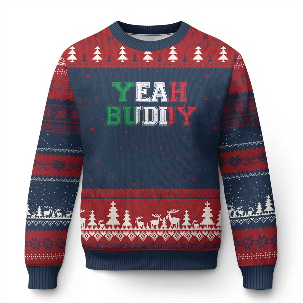 Yeah Buddy Italian Flag Ugly Christmas Sweater Vintage Retro - Wonder Print Shop