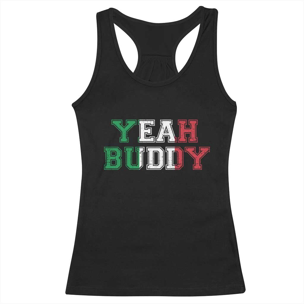 Yeah Buddy Italian Flag Racerback Tank Top Vintage Retro - Wonder Print Shop