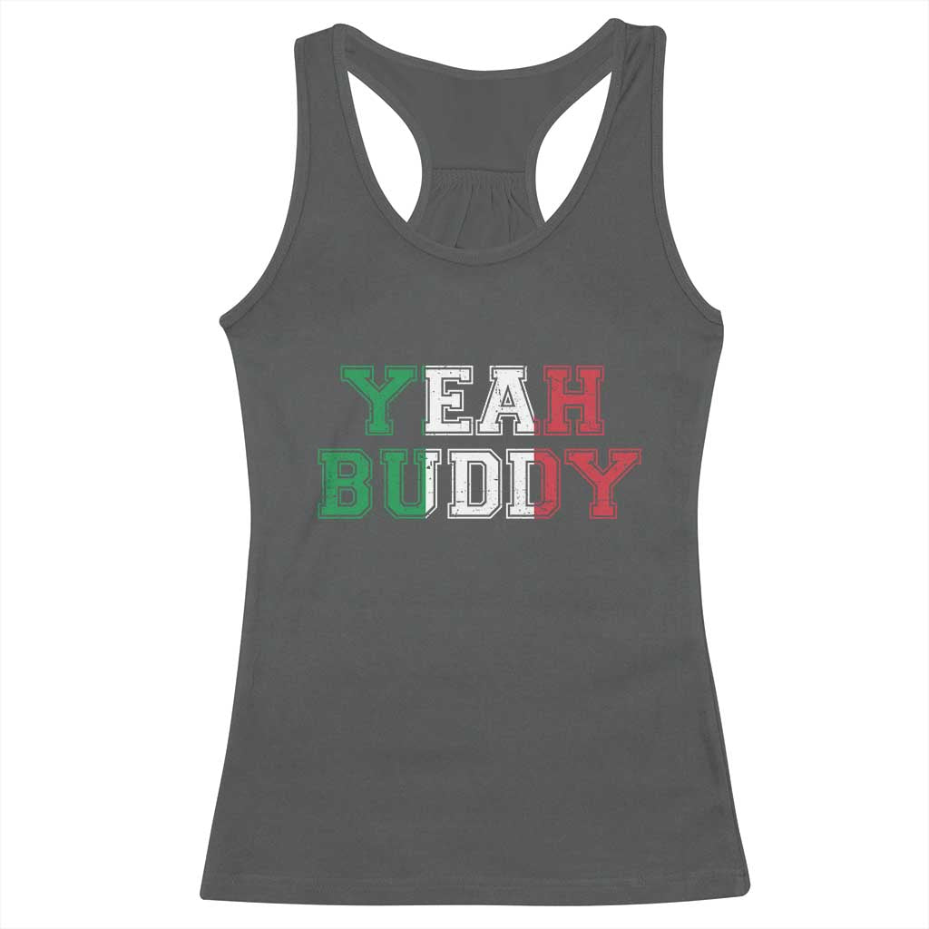 Yeah Buddy Italian Flag Racerback Tank Top Vintage Retro - Wonder Print Shop