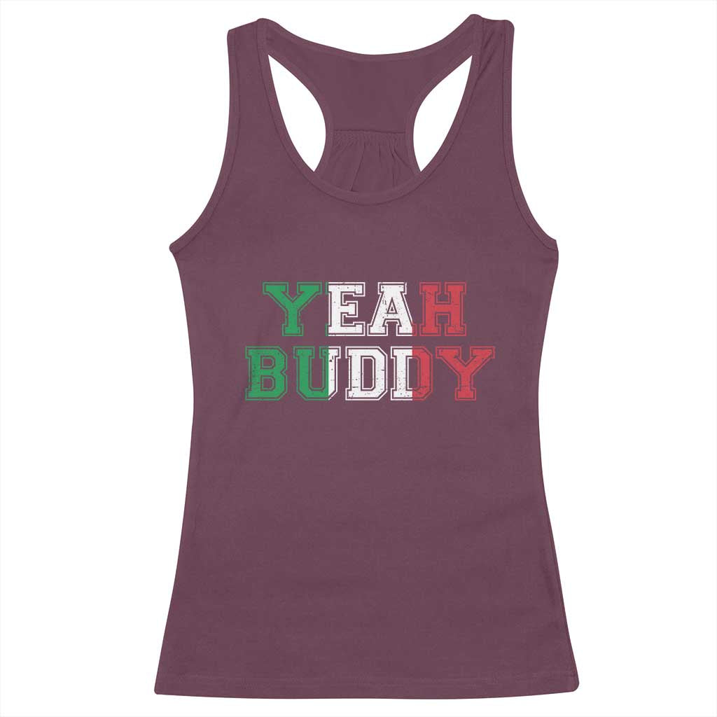 Yeah Buddy Italian Flag Racerback Tank Top Vintage Retro - Wonder Print Shop