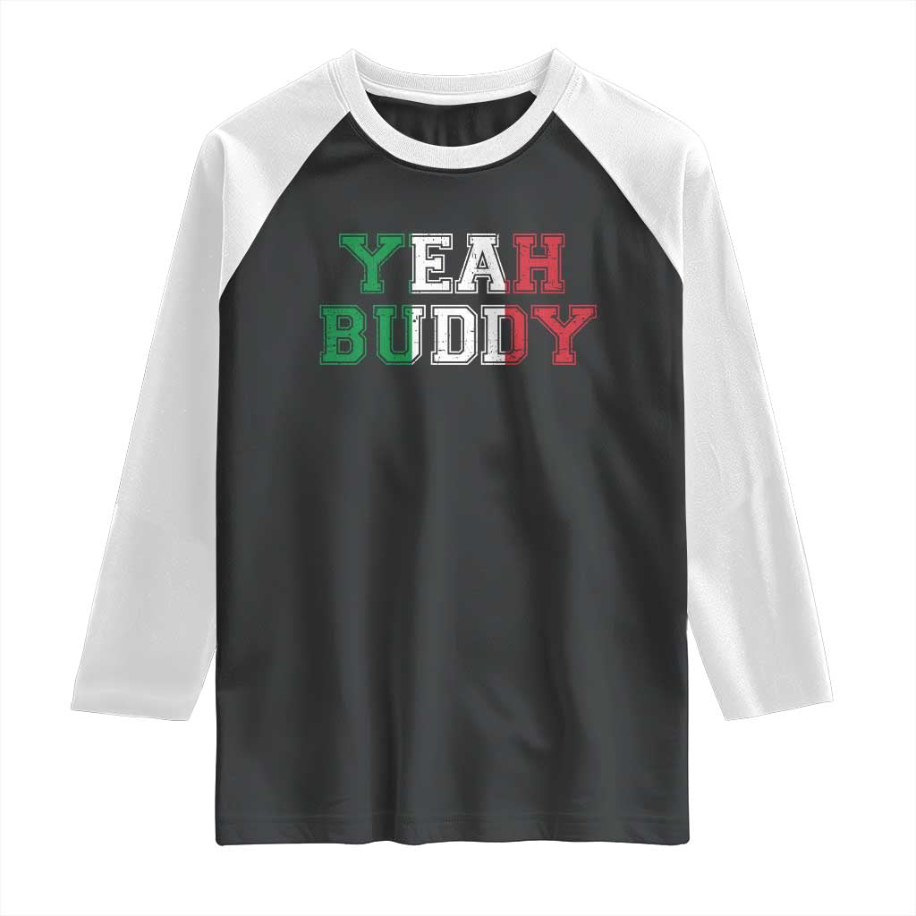 Yeah Buddy Italian Flag Raglan Shirt Vintage Retro - Wonder Print Shop