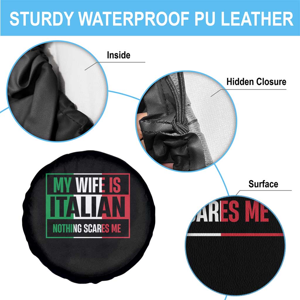 My Wife is Italian Nothing Scares Me Spare Tire Cover Funny Husband Italia Flag - Wonder Print Shop
