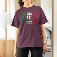 My Wife is Italian Nothing Scares Me T Shirt For Women Funny Husband Italia Flag - Wonder Print Shop