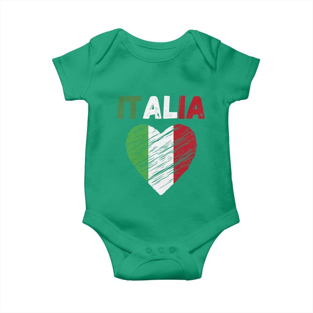 Italian Flag Heart Baby Onesie Retro Vintage Italia Graphic