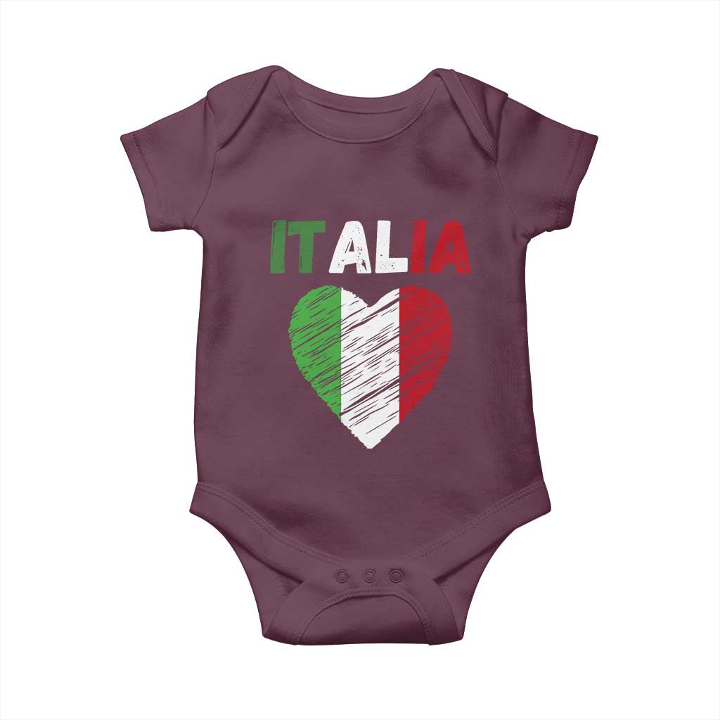 Italian Flag Heart Baby Onesie Retro Vintage Italia Graphic