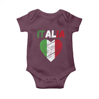 Italian Flag Heart Baby Onesie Retro Vintage Italia Graphic