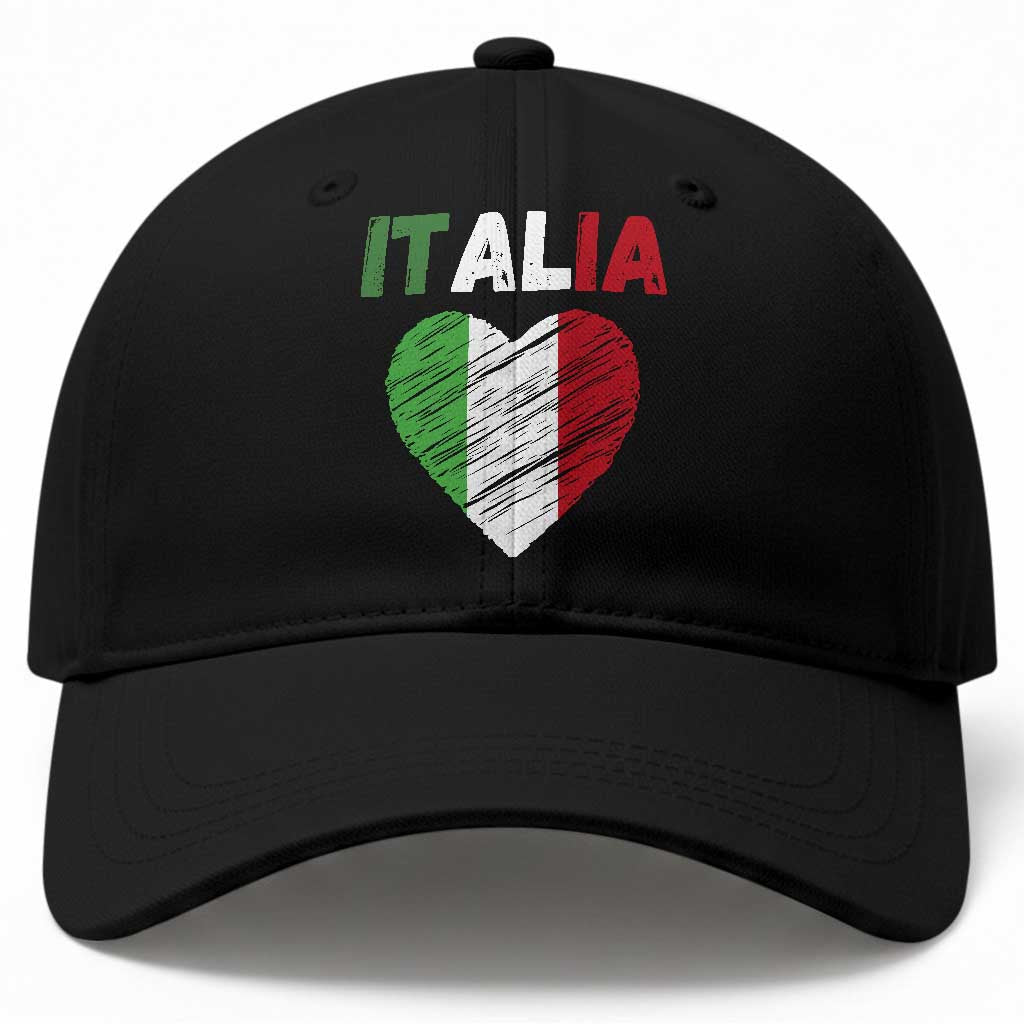 Italian Flag Heart Baseball Cap Retro Vintage Italia Graphic