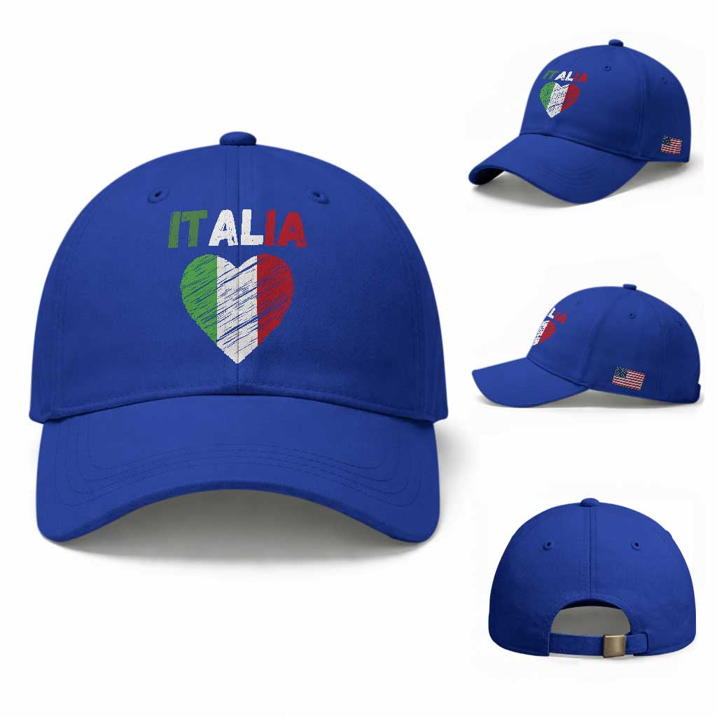 Italian Flag Heart Baseball Cap Retro Vintage Italia Graphic