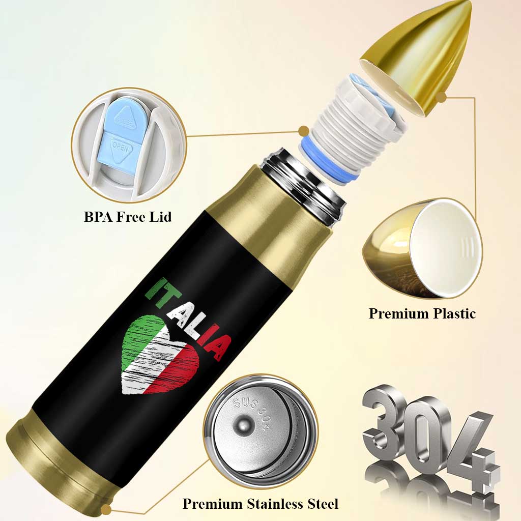 Italian Flag Heart Bullet Tumbler Retro Vintage Italia Graphic