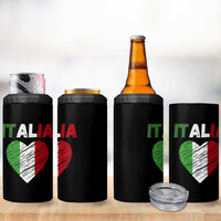 Italian Flag Heart 4 in 1 Can Cooler Tumbler Retro Vintage Italia Graphic