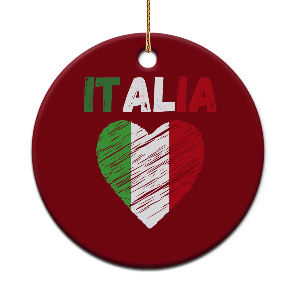 Italian Flag Heart Ceramic Ornament Retro Vintage Italia Graphic