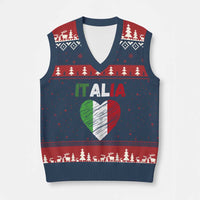 Italian Flag Heart V-Neck Knit Sweater Vest Retro Vintage Italia Graphic
