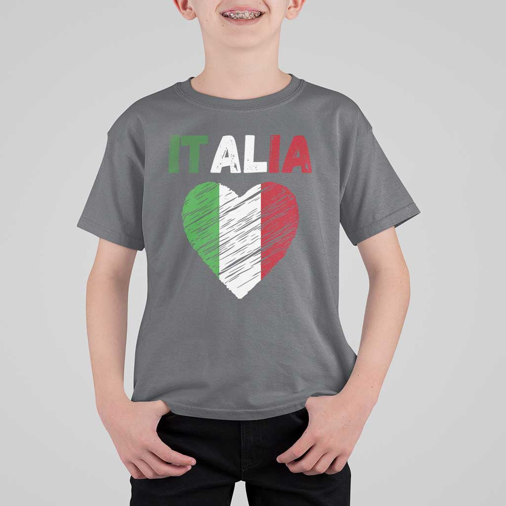 Italian Flag Heart T Shirt For Kid Retro Vintage Italia Graphic