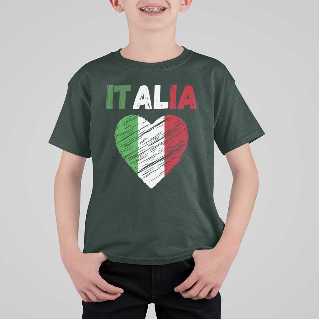 Italian Flag Heart T Shirt For Kid Retro Vintage Italia Graphic