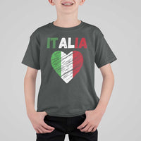 Italian Flag Heart T Shirt For Kid Retro Vintage Italia Graphic